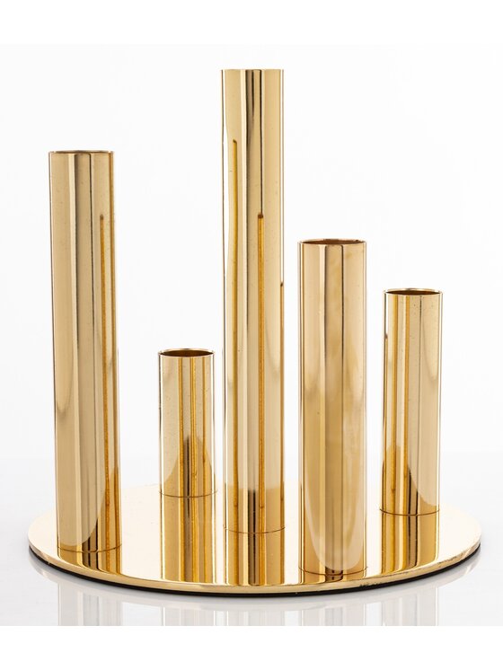 MIAhome MIAhome Świecznik metalowy złoty na 5 świec 18,5x18x18 cm Złoty