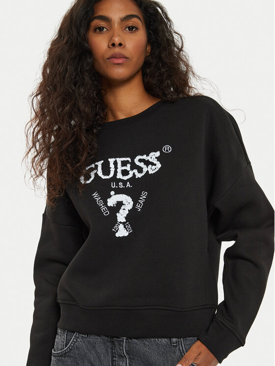 Guess Guess Μπλούζα V4BQ11 KCHX0 Μαύρο Regular Fit