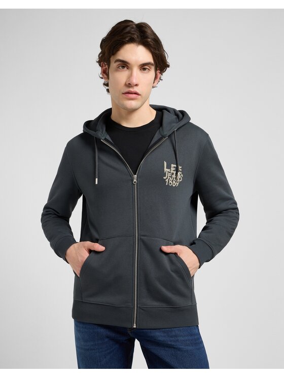 Lee Lee Bluza Zip Hoodie Czarny Regular Fit