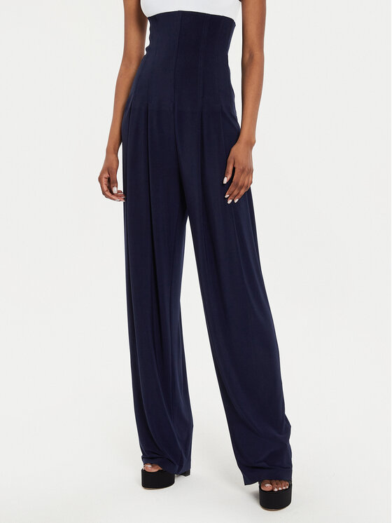 NORMA KAMALI NORMA KAMALI Palazzo kalhoty KK2247PLE96951 Tmavomodrá Wide Leg