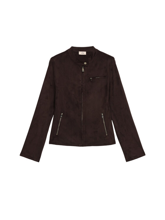 Oltre Oltre Kurtka z imitacji skóry R363R002247N022 Brązowy Slim Fit