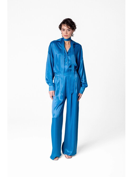 LE POSSÉ LE POSSÉ Pantaloni di tessuto SS Blu Regular Fit