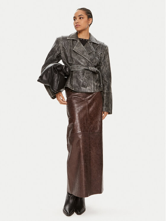 Gestuz Gestuz Кожено яке Gwen 10909058 Сив Regular Fit