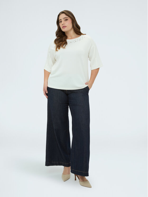 Fiorella Rubino Fiorella Rubino Bluza G899L009281N011 Biały Boxy Fit