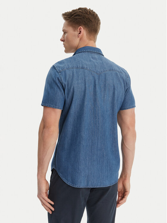 Guess Guess Jeans srajca M6GH87 D1035 Modra Regular Fit