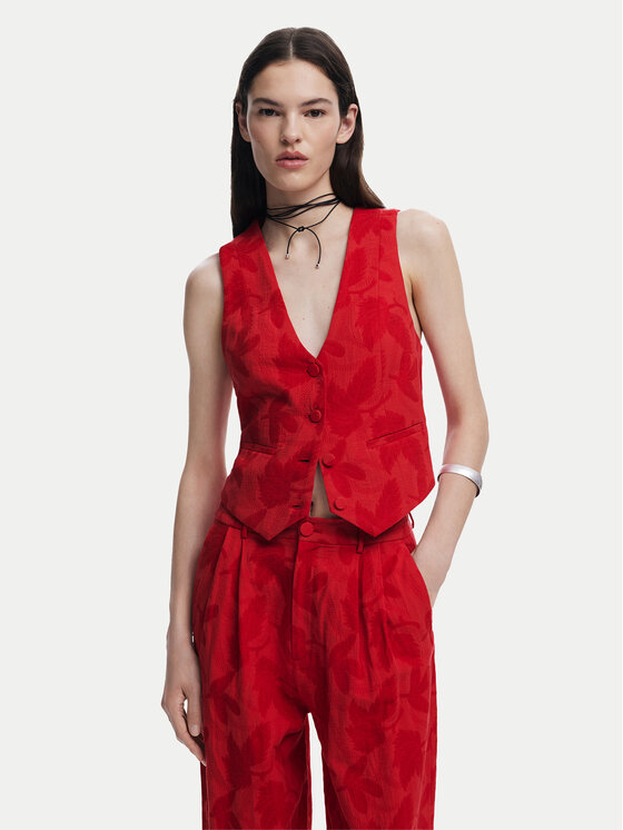Desigual Desigual Kalhoty z materiálu Suitrojo 25SWPW33 Červená Straight Fit