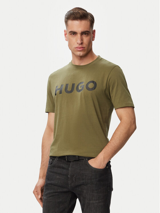 HUGO Tricou Dulivio 50467556 Verde Regular Fit