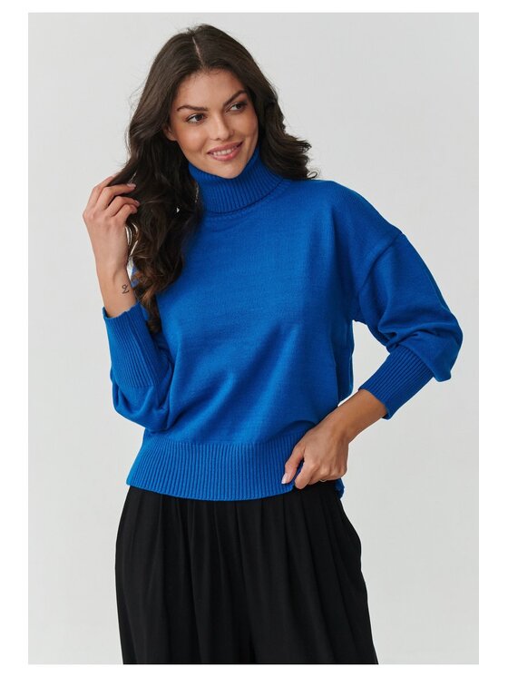 Makadamia Makadamia Sweter S165 Niebieski Loose Fit