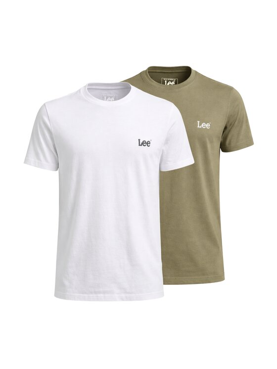 Lee Lee T-shirt TWIN PACK CREW Bianco Regular Fit