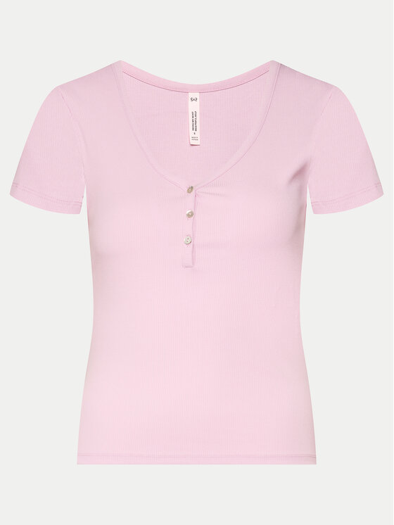 Hunkemöller Hunkemöller Pyjama-T-Shirt Gathering 205129 Rosa Regular Fit