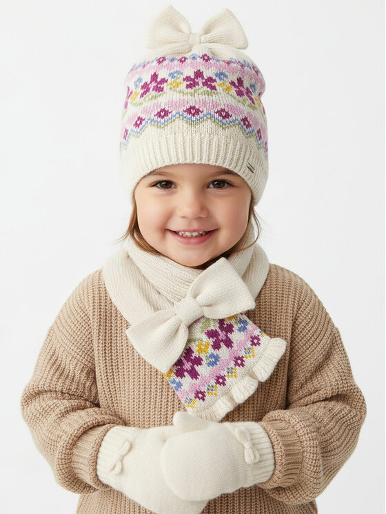 Mayoral Mayoral Set kapa, šal i rukavice 10.536 Écru