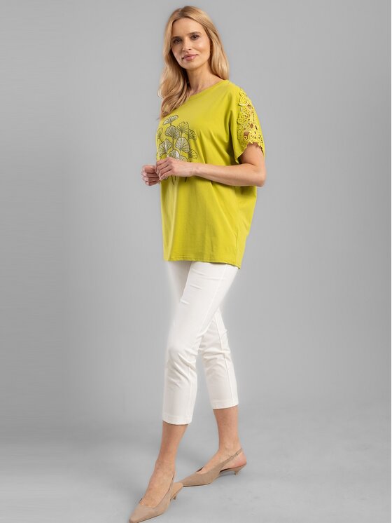 Perso Perso Tričko TCE242114F Zelená Regular Fit