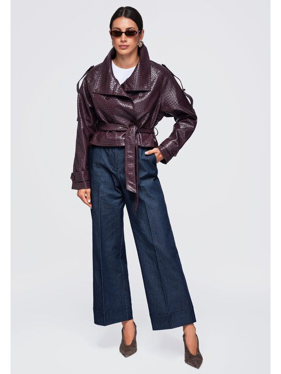 Ombre Ombre Kurtka przejściowa OW-JAFL-0149 Bordowy Relaxed Fit