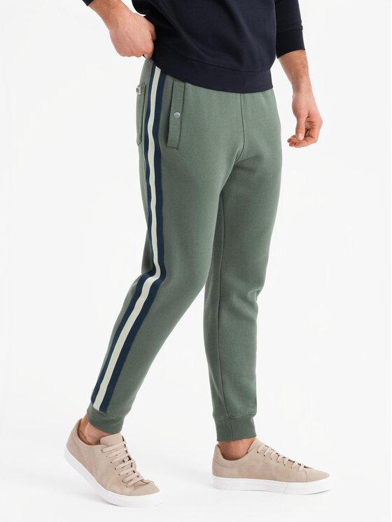 Ombre Ombre Teplákové kalhoty OM-PASK-0258 Khaki Regular Fit