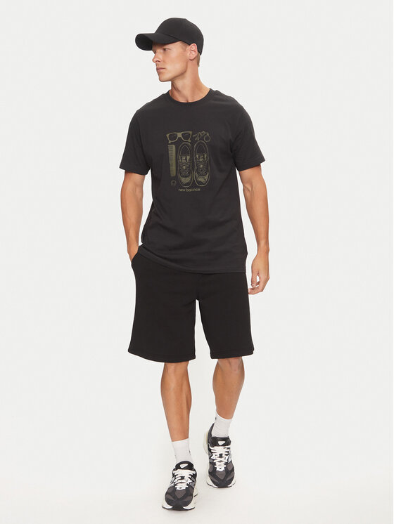 New Balance New Balance Póló Sport Essentials Graphic MT43902BK Fekete Regular Fit