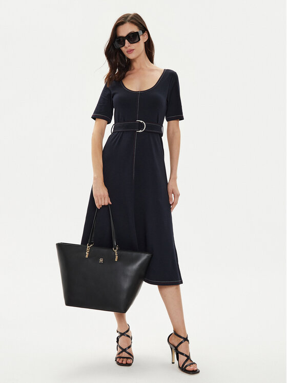 Tommy Hilfiger Tommy Hilfiger Дамска чанта Th Refined Tote AW0AW16112 Черен