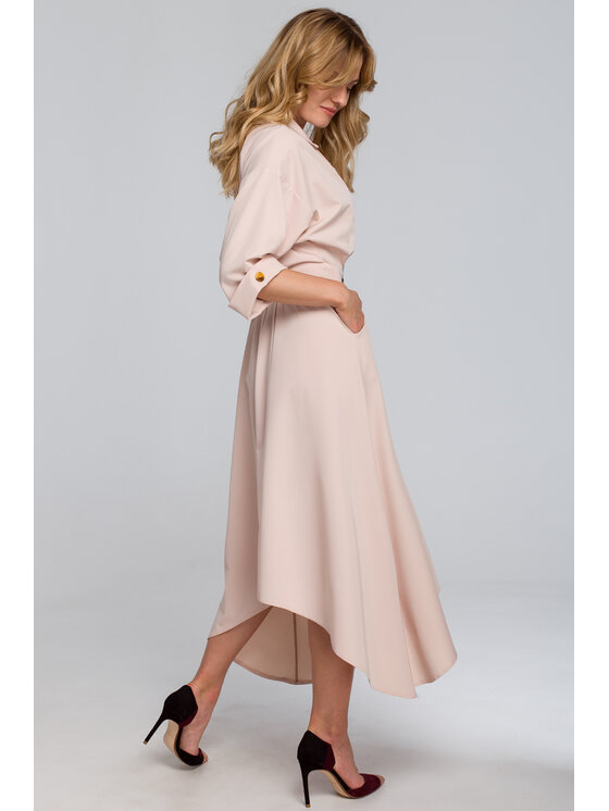 Makover Makover Večerní šaty K086 Béžová Regular Fit
