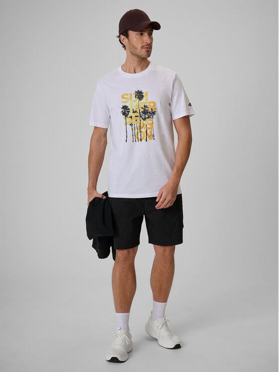 4F 4F T-Shirt BEACHWEAR Biały Regular Fit