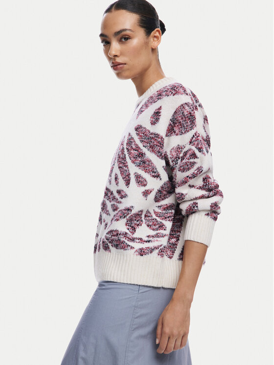 Desigual Desigual Sweter Kamloops 24WWJF57 Écru Loose Fit