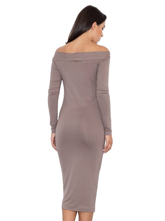 FIGL FIGL Φόρεμα M558 Καφέ Slim Fit
