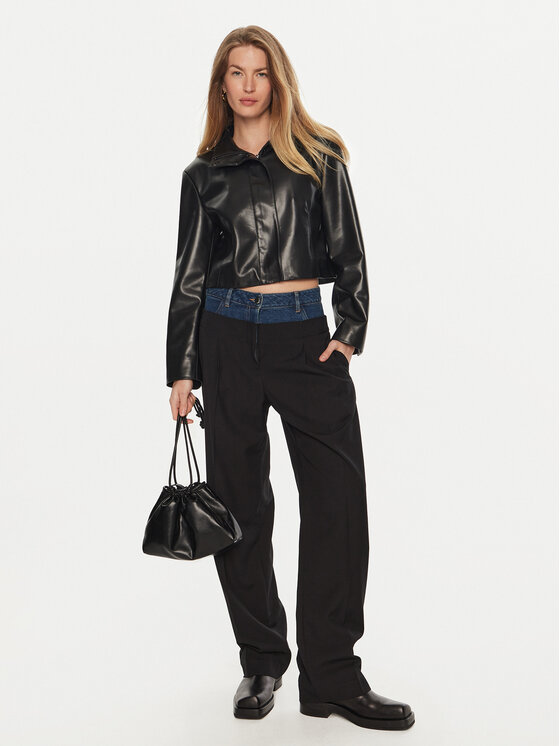 Sisley Sisley Spodnie materiałowe 485XLF05M Czarny Wide Leg