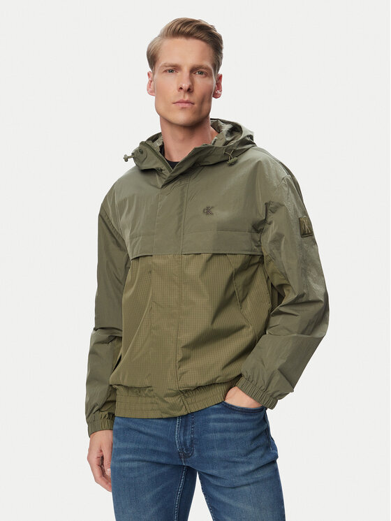 Calvin Klein Jeans Geacă de vânt LV04RG503G Verde închis Relaxed Fit