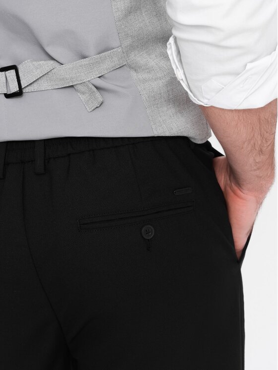 Ombre Ombre Kalhoty z materiálu OM-PACP-0157 Černá Chino Fit