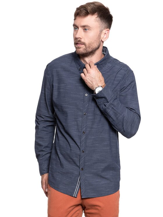 Mustang Mustang Camicia CLEMENS BDC SLUB Blu Regular Fit