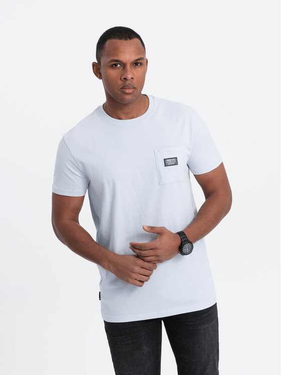 Ombre Ombre T-Shirt OM-TSCT-0109 Světle modrá Classic Fit