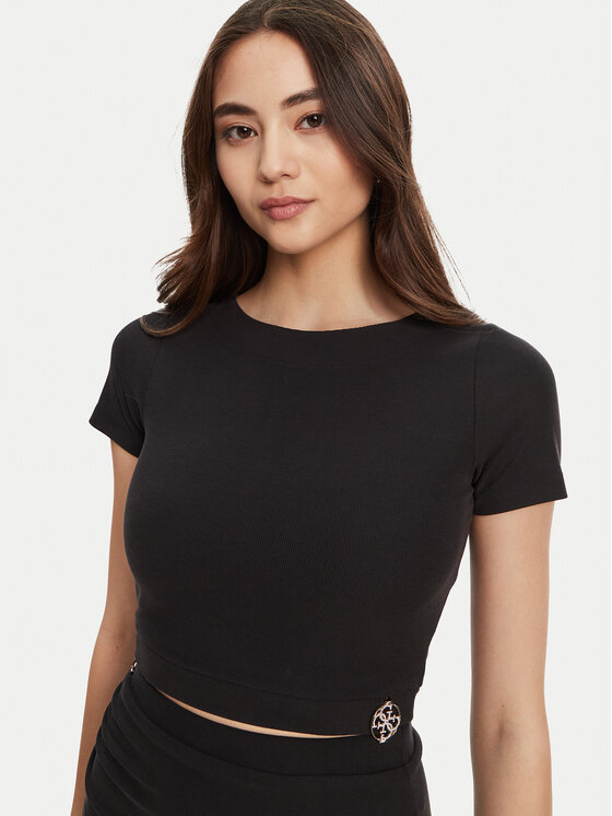 Guess Guess T-shirt W5YP14 KAQL2 Crna Regular Fit