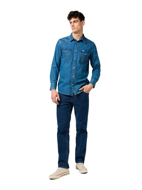 Wrangler Wrangler Koszula jeansowa 112371572 Niebieski Regular Fit