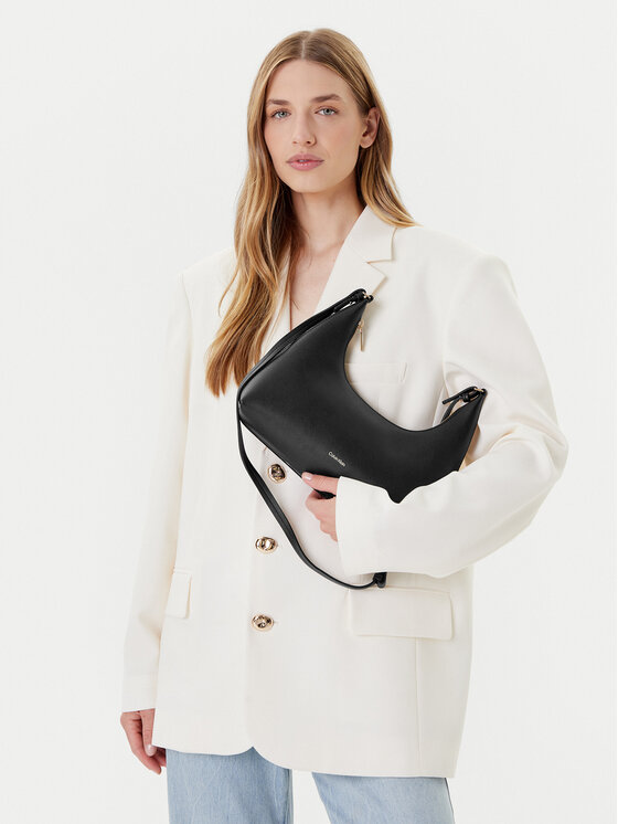 Calvin Klein Torebka Foil Logo Conv Shou?Lder Bag LV04F3272G Czarny