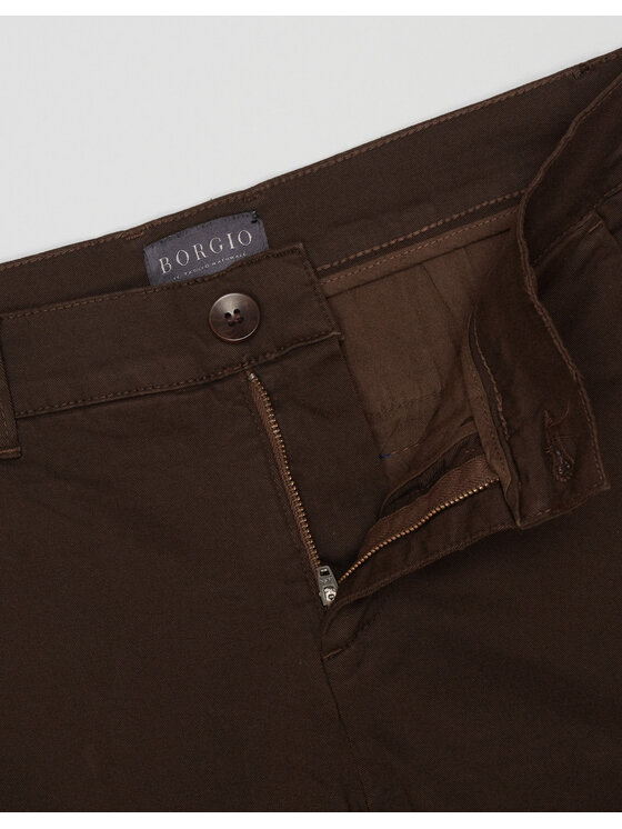 Borgio Borgio Szorty materiałowe menfi Brązowy Slim Fit