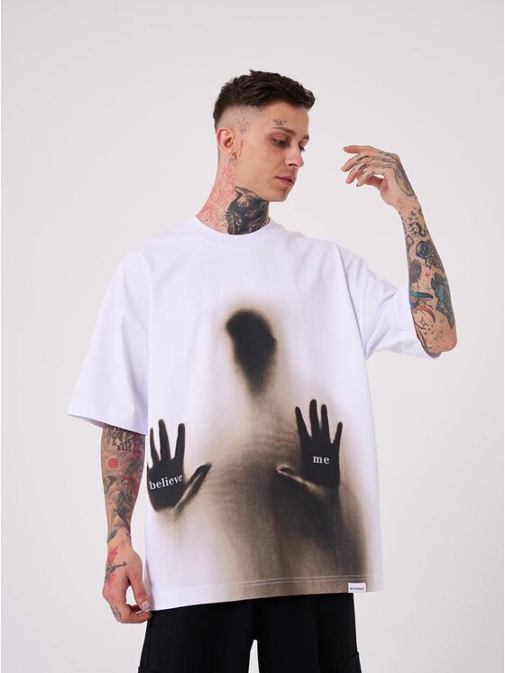 Machinist Machinist T-Shirt Koszulka Z Krótkim Rękawem Męska Oversize Biała Machinist Believe Me M Biały Oversize