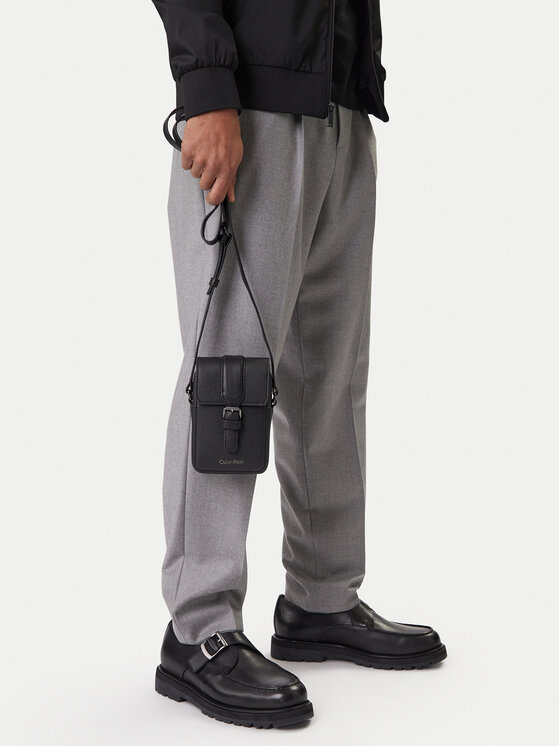 Calvin Klein Calvin Klein Maža rankinė Leather Slim Flap Reporter LV04D3323G Juoda