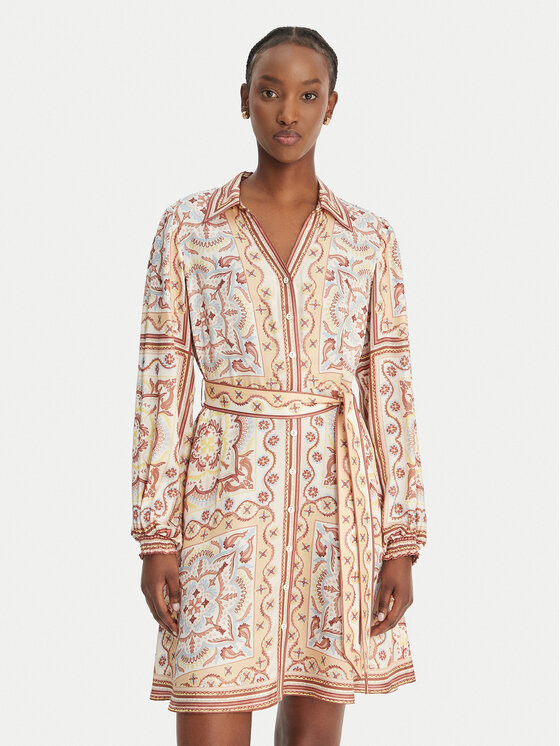 Hale Bob Sukienka koszulowa with silk Arlo 5ZTM670A Beżowy Regular Fit