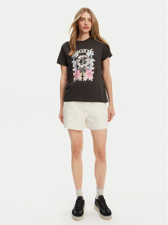 Roxy Roxy T-Shirt ERJZT05911 Szary Regular Fit