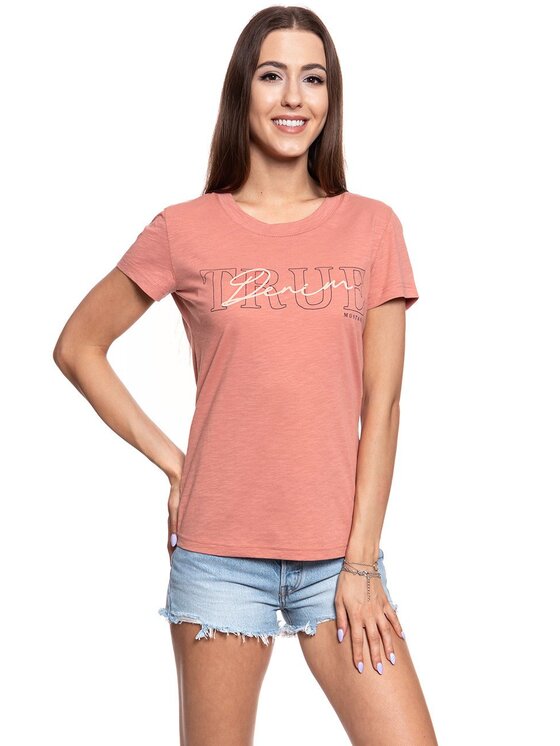 Mustang Mustang T-Shirt ALEXIA C PRINT Pomarańczowy Regular Fit