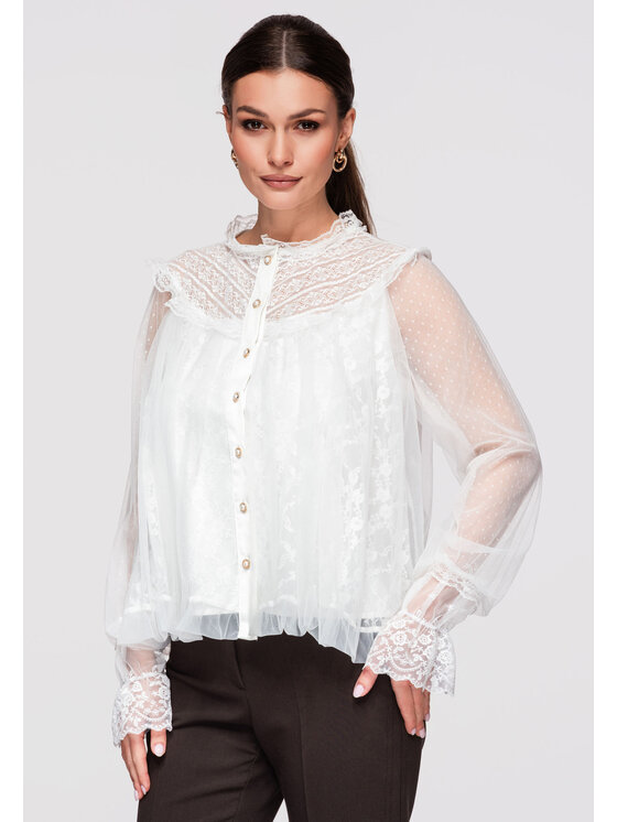 Ombre Ombre Koszula OW-SH-E0020 Biały Loose Fit