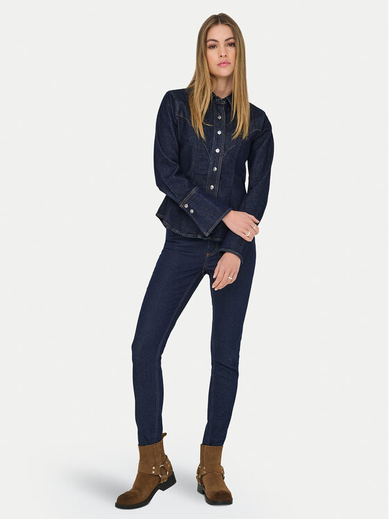 ONLY ONLY Džinsa krekls Perla 15359156 Tumši zils Slim Fit