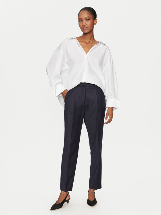 Weekend Max Mara Weekend Max Mara Pantaloni di tessuto Caldaia 2425136132 Blu scuro Straight Fit