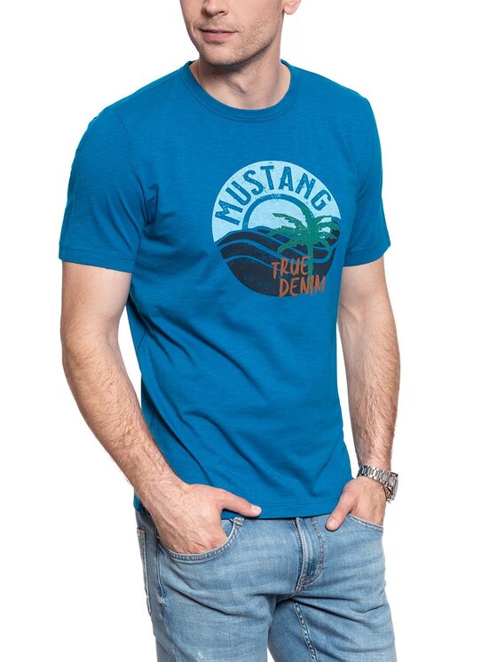 Mustang Mustang T-shirt ALEX C PRINT Blu Regular Fit