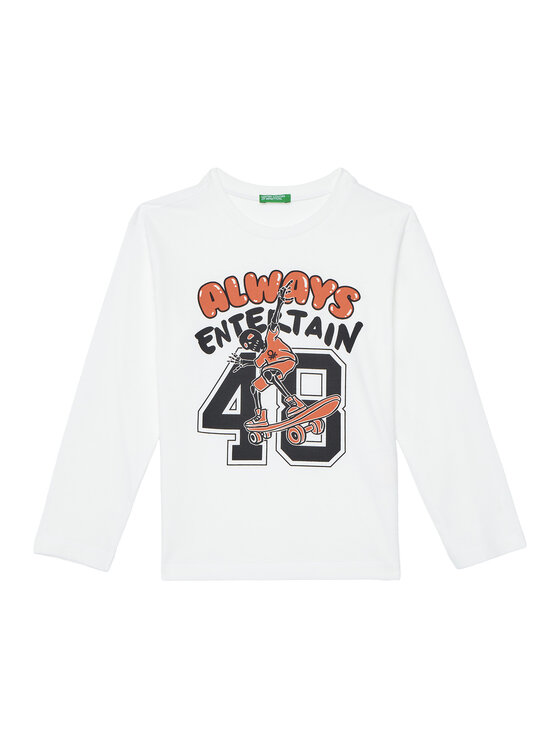 United Colors Of Benetton United Colors Of Benetton Bluza 3JERC10QO Bela Regular Fit