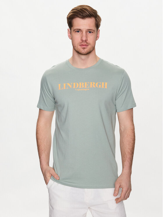 Lindbergh T-shirt 30-400222 Zelena Relaxed Fit