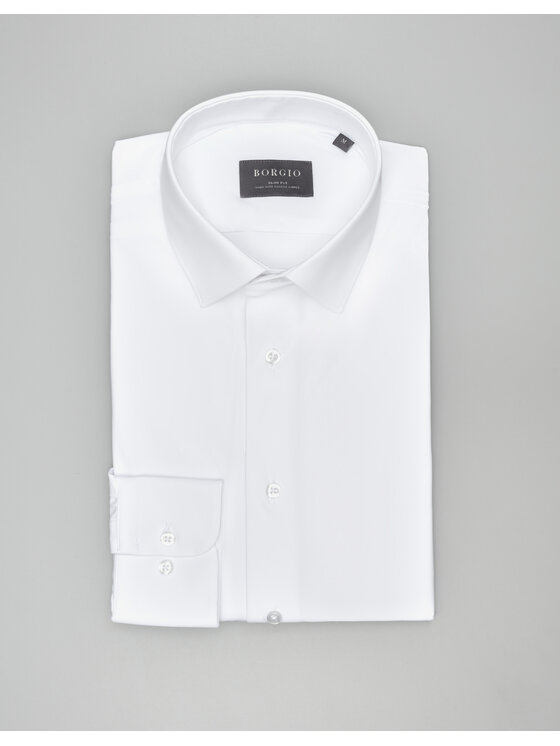 Borgio Borgio Koszula ateleta_00582 Biały Slim Fit