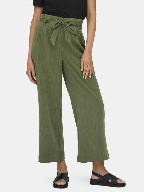 ONLY Bavlnené nohavice Marsa 15269628 Zelená Flared Fit