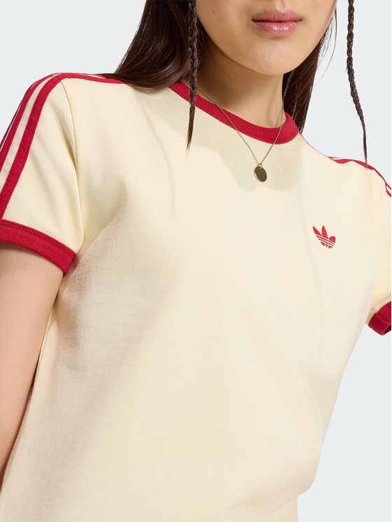 adidas adidas T-Shirt 3 STRIPES SLIM TEE Żółty Slim Fit