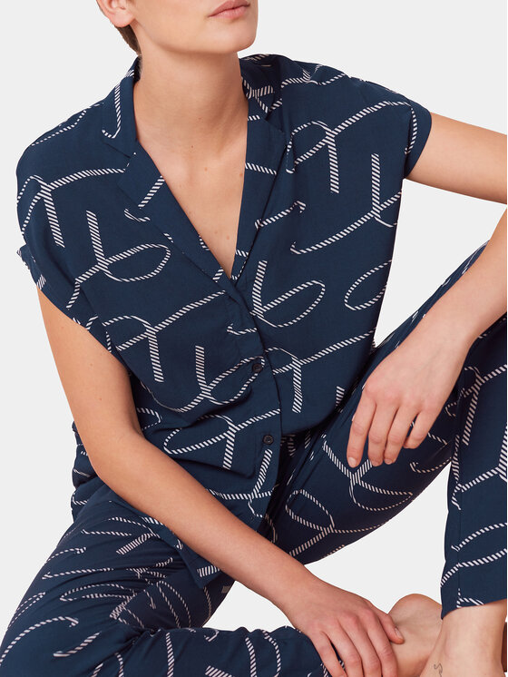 Triumph Triumph Piżama Boyfriend 10218282 Granatowy Relaxed Fit