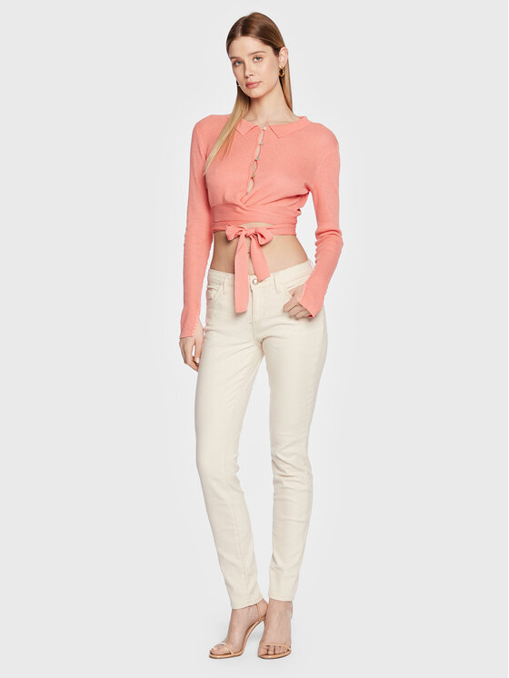 Guess Guess Jeans hlače Annette W3GA99 D4ZO1 Écru Skinny Fit