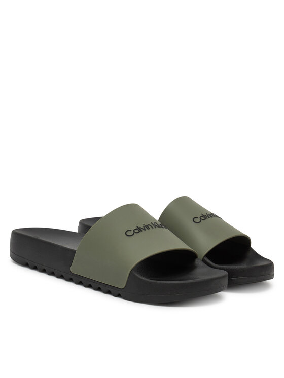 Calvin Klein Calvin Klein Iešļūcenes Chunky Pool Slide Rub HM0HM01063 Zaļš